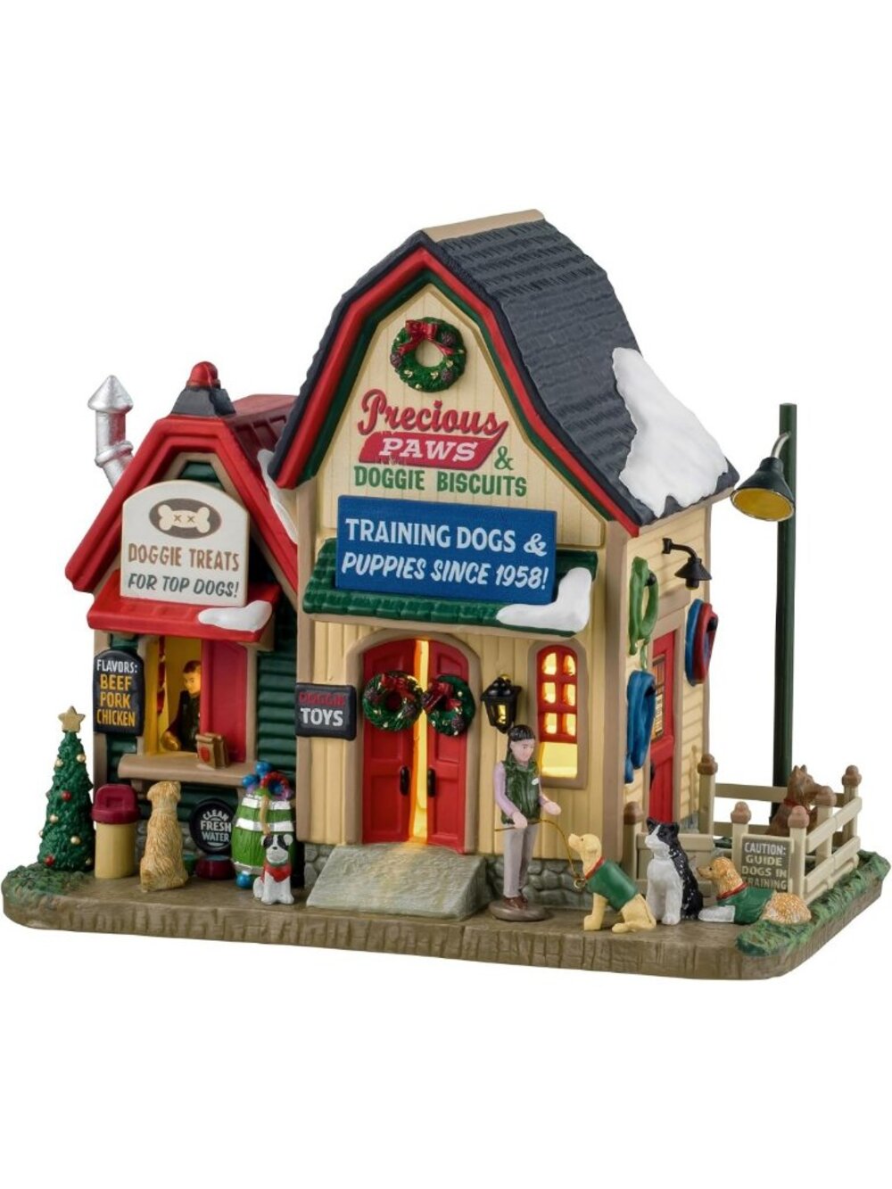 Lighted Dog-Themed Building with Precious Paws & Doggie Biscuits Decor